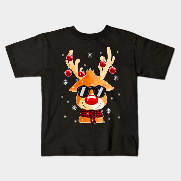 Funny reindeer Rudolf for a Christmas lover Kids T-Shirt by Shirtglueck